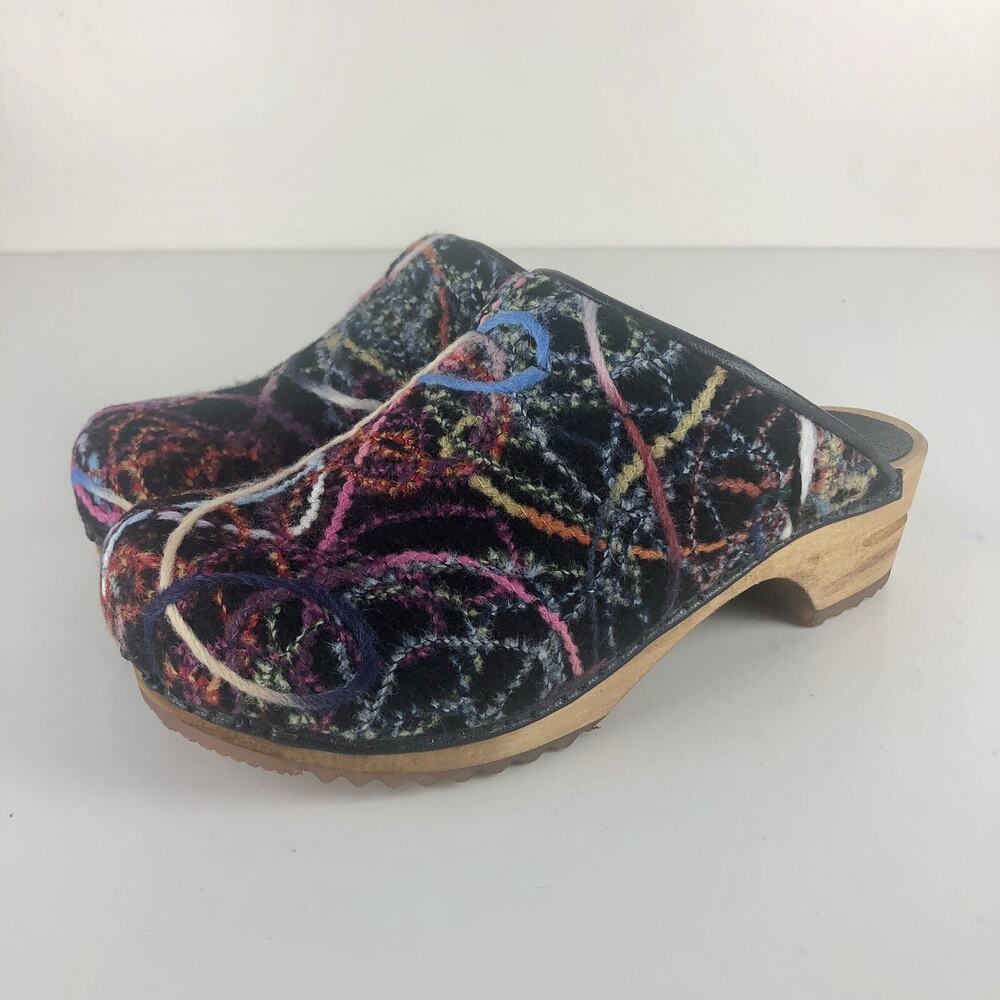 Santia Clogs Fabric Multicolor Open Heel Size EU 37 US 6.5-7